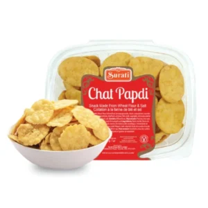 Packaged Chat Papdi with a bowl of snack.