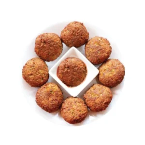 Golden-brown fried snacks arranged in a circular pattern with a square in the center.