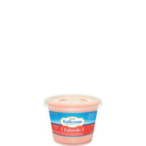 A small container of strawberry-flavored yogurt with a blue and red label.