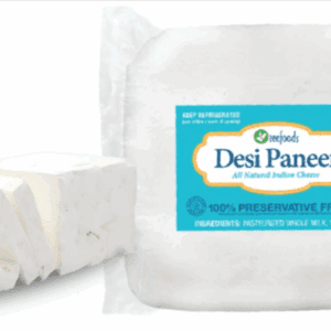 Packaged Indian Desi Paneer cheese blocks.