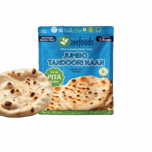 Two packages of Zeefords Jumbo Tandoori Roti with one roti visible.
